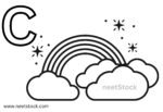 Cloud rainbow drawing with capital letter C