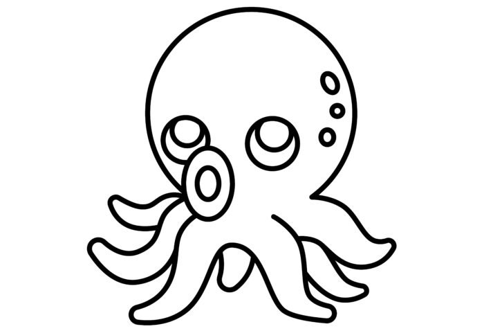 Octopus drawing for coloring book