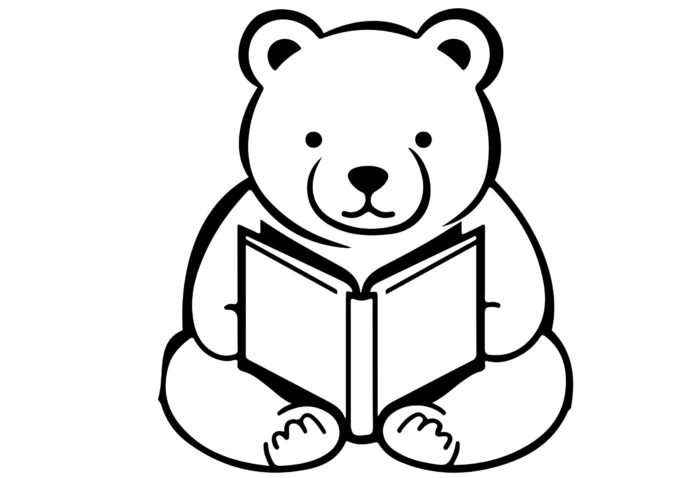 panda reading book drawing for coloring book